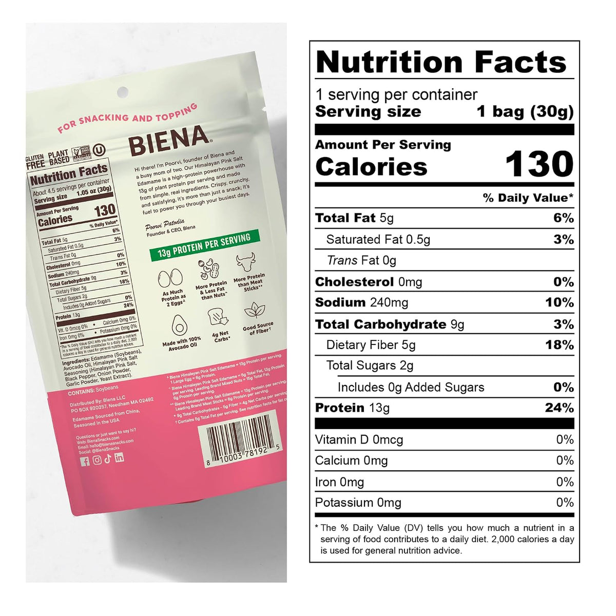 Biena Edamame - Himalayan Pink Salt - 4 Pack
