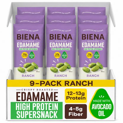 9 pack ranch Crispy Edamame High Protein Supersnack made with Avocado Oil