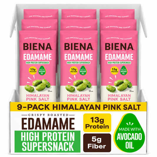 9 pack Himalayan Pink Salt Crispy Edamame High Protein Supersnack made with Avocado Oil