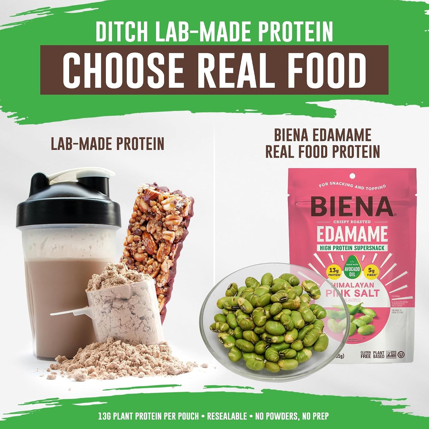 Biena Edamame Beans Snack High Protein Snacks – Healthy Office Snacks For Adults and Kids, 13g of Protein, 130 Low Calorie, Crunchy Edamame, Vegan, Low Carb, Gluten-Free, Himalayan Pink Salt, 4 pk, 4.75oz Bag