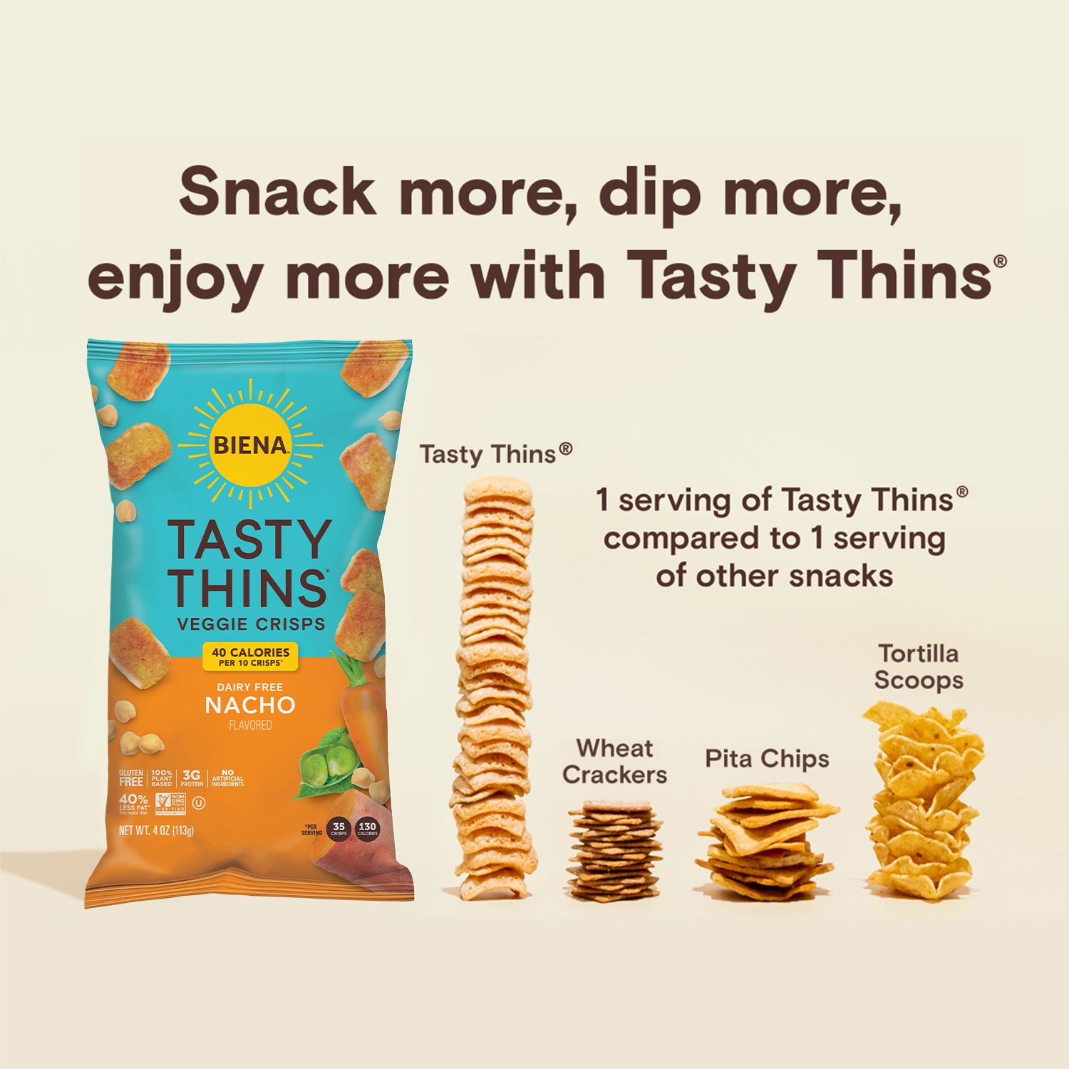 Snack more with Nacho Tasty Thins