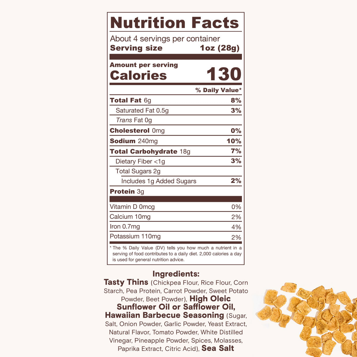 Nutrition Facts for Hawaiian BBQ Tasty Thins