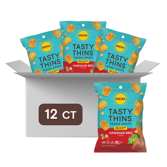 12 count package of Tasty Thins BBQ Flavor