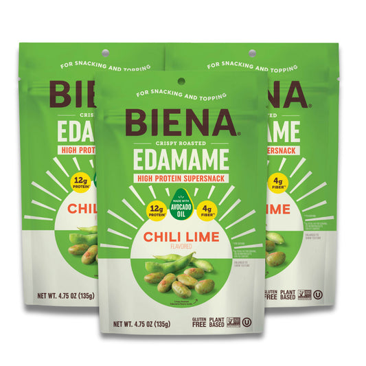 3 bags of Biena Crispy Roasted Edamame Chili Lime Snacks