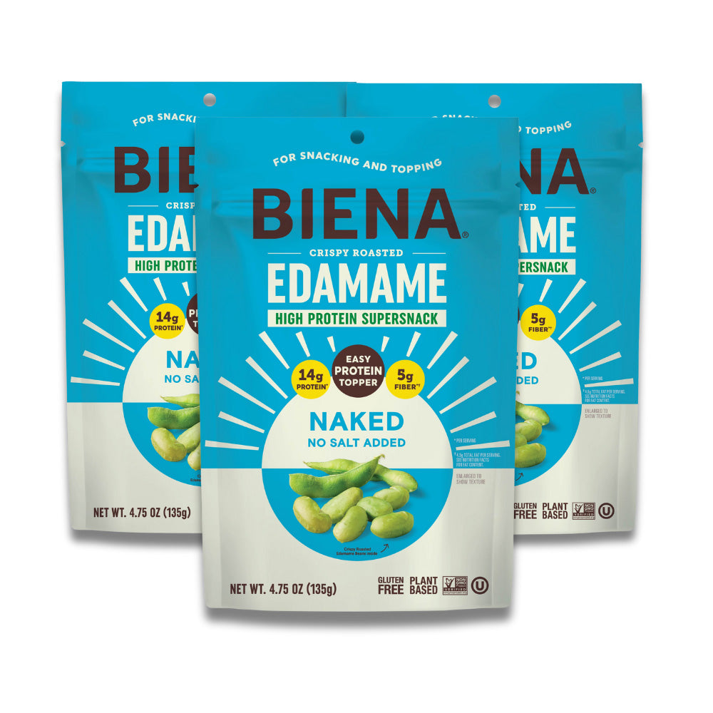 3 bags of Biena Crispy Roasted Edamame Naked Snacks