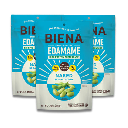 3 bags of Biena Crispy Roasted Edamame Naked Snacks
