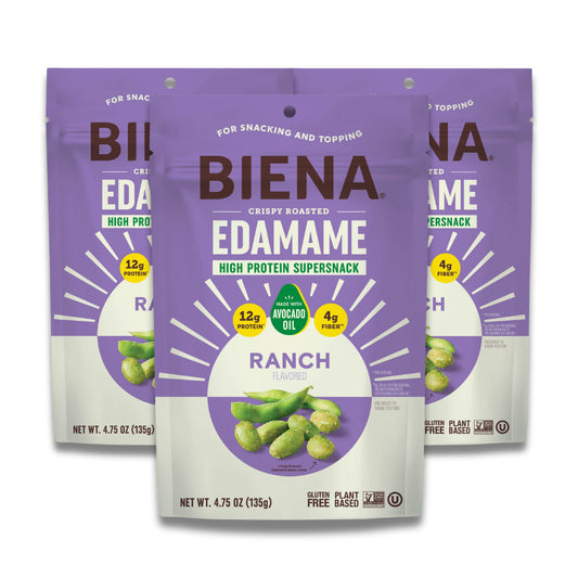 3 bags of Biena Crispy Roasted Edamame Ranch Snacks