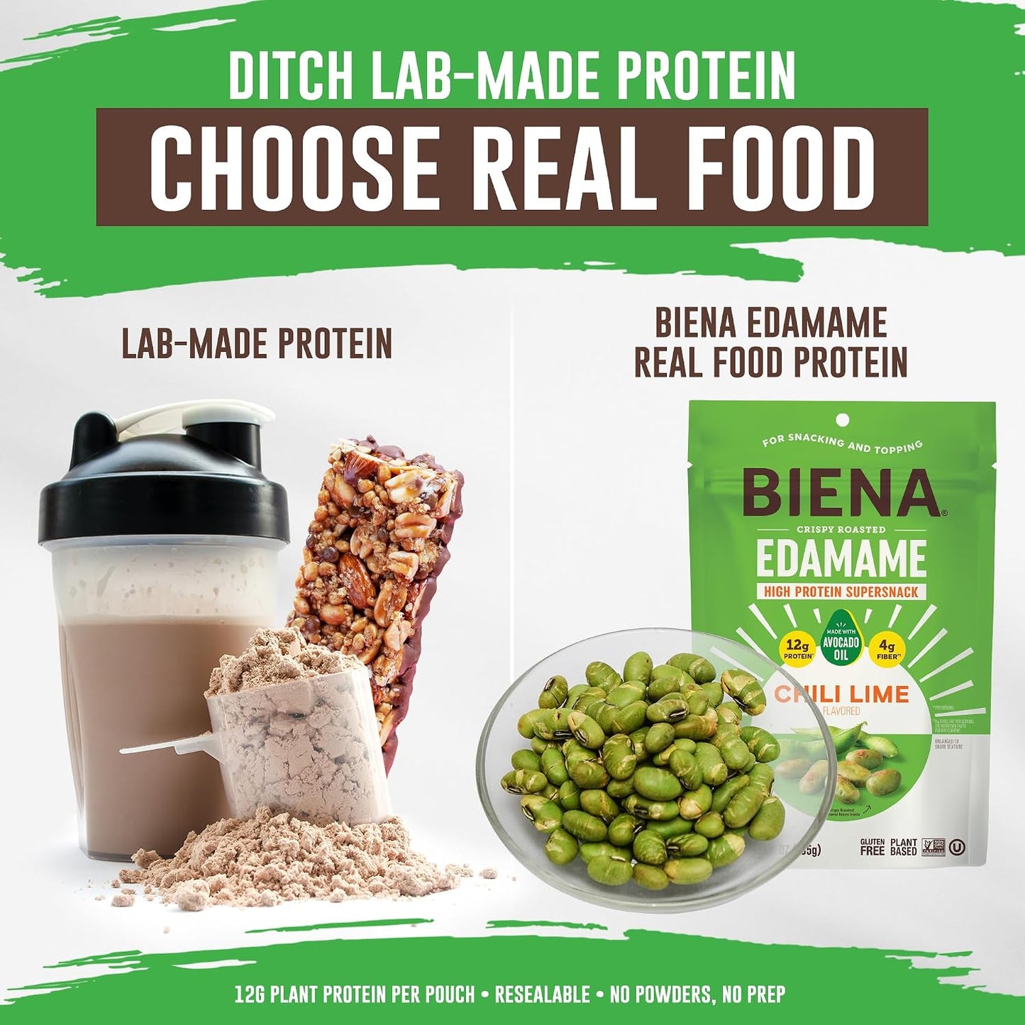 Biena Edamame Beans Snack High Protein Snacks – Healthy Office Snacks For Adults and Kids, 13g of Protein, 130 Low Calorie, Crunchy Edamame, Vegan, Low Carb, Gluten-Free, Chili Lime, 4 pk, 4.75oz Bag