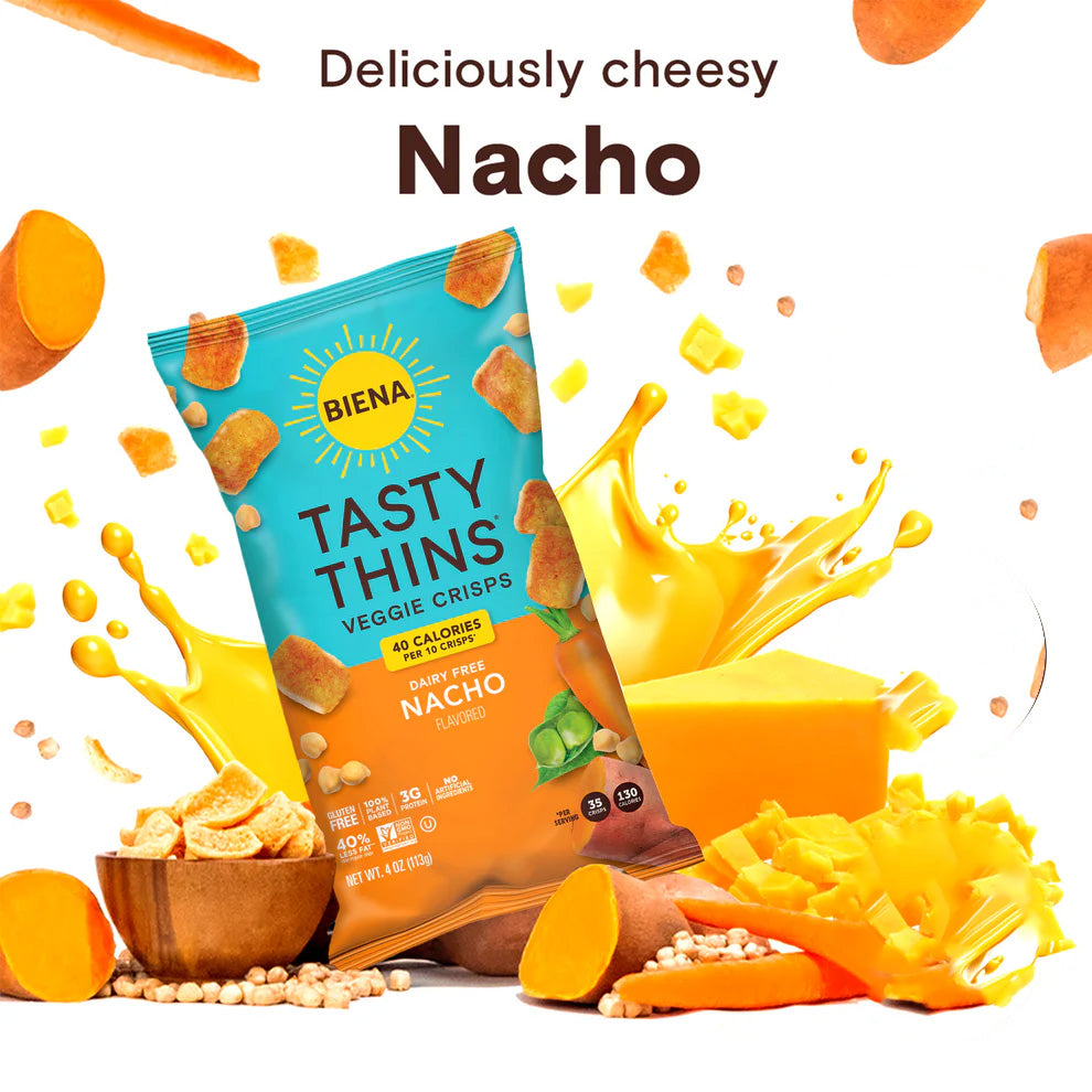 Deliciously cheesy Nacho with Bag of Tasty Thins Veggie Chips Nacho