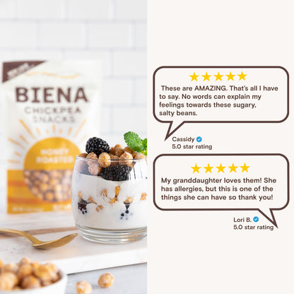 Testimonials of Biena Honey Roasted Chickpea Snacks