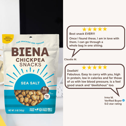 Testimonials of Biena Sea Salt Chickpea Snacks