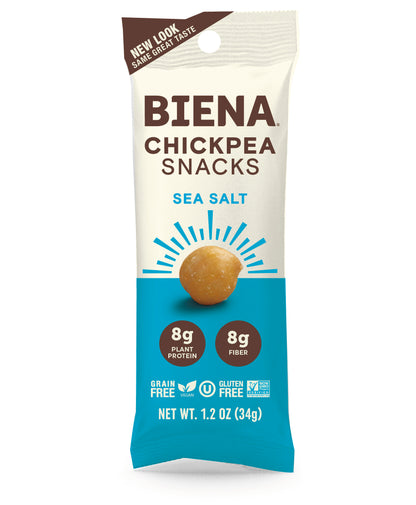 Front of Biena Single Serve Sea Salt Chickpea Snacks